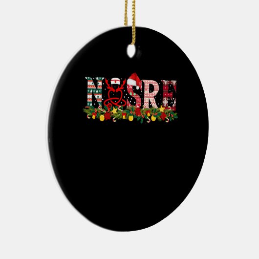 Zonnees Kerstkerst Stethoscoop Verpleegsters Xmas  Keramisch Ornament (Rechts)