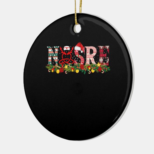 Zonnees Kerstkerst Stethoscoop Verpleegsters Xmas  Keramisch Ornament (Links)