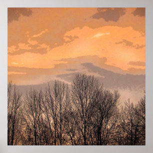 Zonneet met Bare Trees Poster