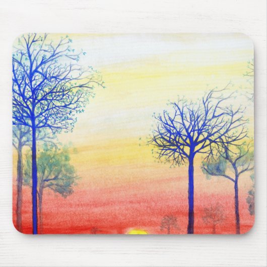 Zonneet met blauwe bomen muismat (Voorkant)