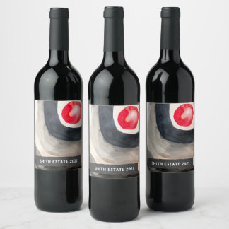 Zonneetiket voor abstracte waterverf wijn etiket