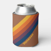 Zonnegebakken klei strepen met naam blikjeskoeler (Blikje Voorkant)