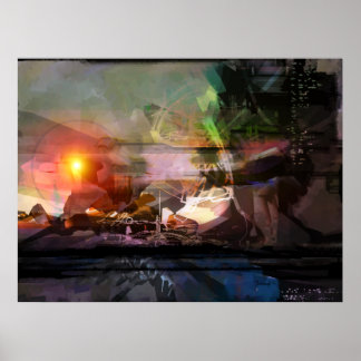 Zonnegebruik - abstracte afdruk poster