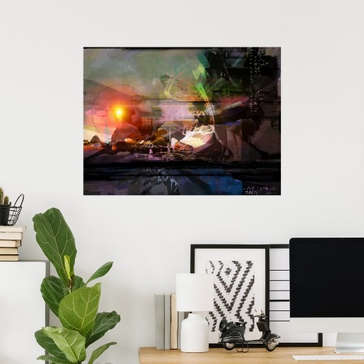 Zonnegebruik - abstracte afdruk poster (Thuiskantoor)