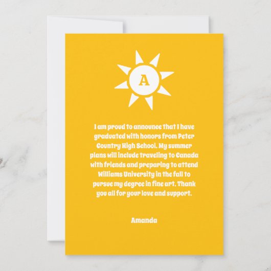 Zonnegeel Afstudeerder Aankondiging (Achterkant)