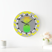 Zonnegeel en grijze ananas op Chevron Pattern Grote Klok (Huis)