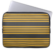 Zonnegeel en houtskool met vijf strippen laptop sleeve (Voorkant)