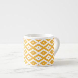 Zonnegeel en wit diamantpatroon espresso kop