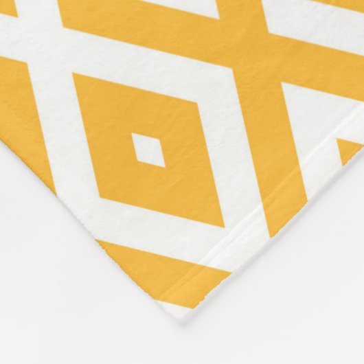 Zonnegeel en wit diamantpatroon fleece deken (Hoek)