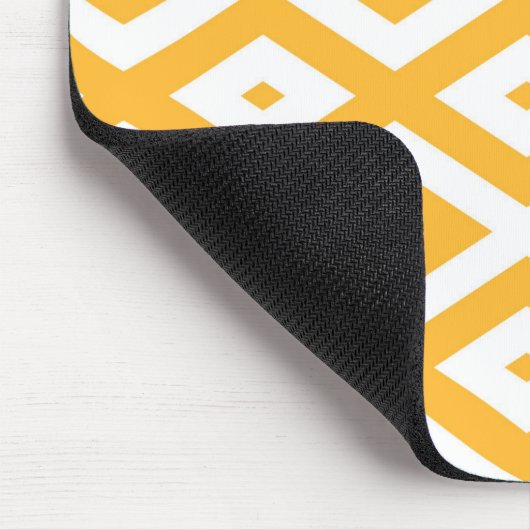 Zonnegeel en wit diamantpatroon muismat (Hoek)