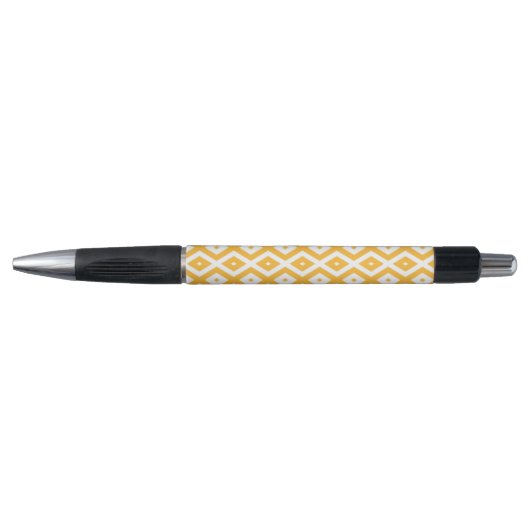 Zonnegeel en wit diamantpatroon pen (Voorkant)