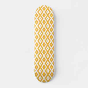 Zonnegeel en wit diamantpatroon persoonlijk skateboard