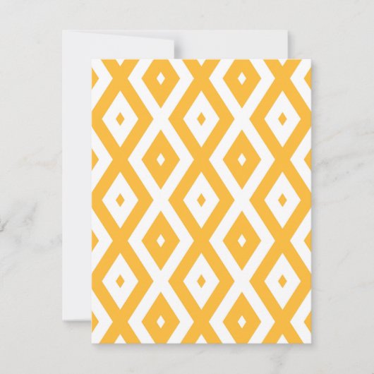 Zonnegeel en wit diamantpatroon RSVP kaartje (Voorkant)