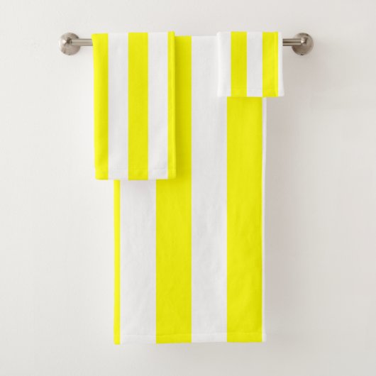 Zonnegeel en wit gestreepte print bad handdoek (Insitu)