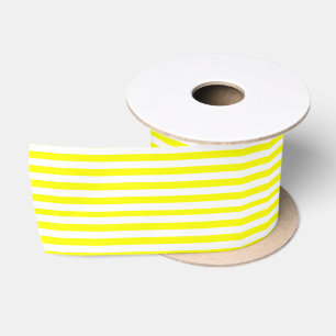 Zonnegeel en wit gestreepte print satijnen lint