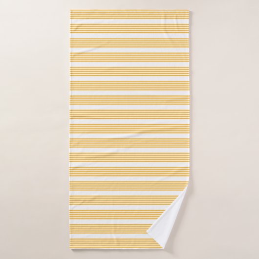 Zonnegeel en wit vijf strippen patroon badhanddoek (Badhanddoek)
