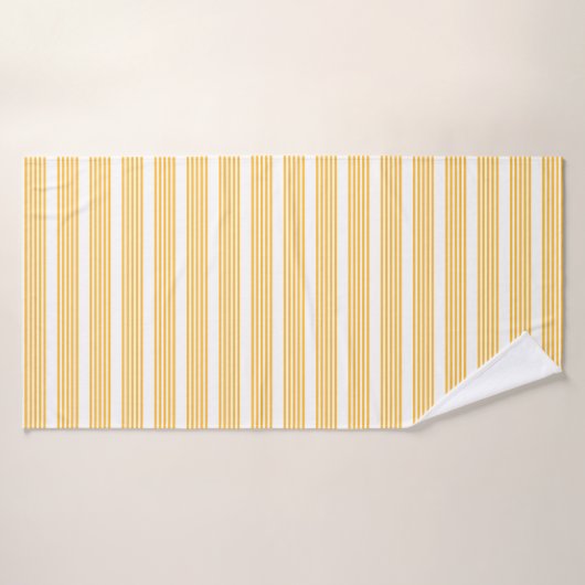 Zonnegeel en wit vijf strippen patroon badhanddoek (Badhanddoek)