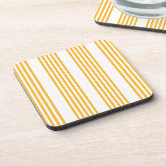 Zonnegeel en wit vijf strippen patroon bier onderzetter (Linkerzijde)