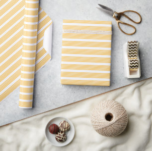 Zonnegeel en wit vijf strippen patroon cadeaupapier
