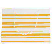Zonnegeel en wit vijf strippen patroon groot cadeauzakje (Voorkant)