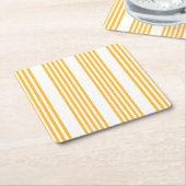 Zonnegeel en wit vijf strippen patroon kartonnen onderzetters (Schuin)