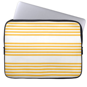 Zonnegeel en wit vijf strippen patroon laptop sleeve