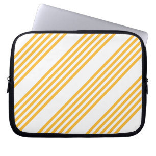 Zonnegeel en wit vijf strippen patroon laptop sleeve