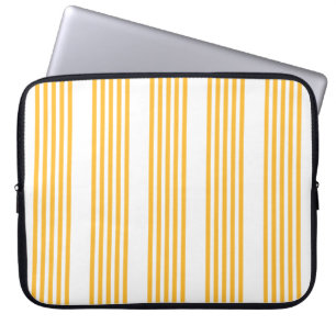 Zonnegeel en wit vijf strippen patroon laptop sleeve