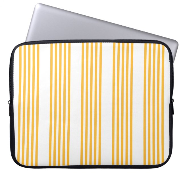 Zonnegeel en wit vijf strippen patroon laptop sleeve (Voorkant)