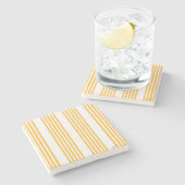 Zonnegeel en wit vijf strippen patroon stenen onderzetter (Zijkant)
