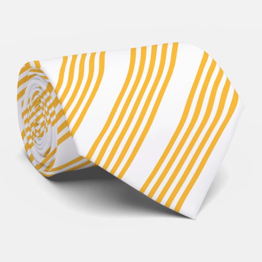 Zonnegeel en wit vijf strippen patroon stropdas (Opgerold)