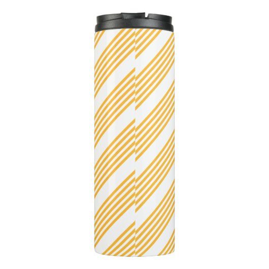 Zonnegeel en wit vijf strippen patroon thermosbeker (Achterkant)