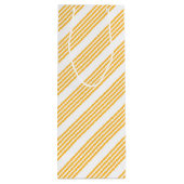 Zonnegeel en wit vijf strippen patroon wijn cadeautas (Achterkant)