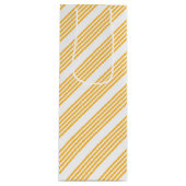 Zonnegeel en wit vijf strippen patroon wijn cadeautas (Voorkant)