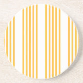 Zonnegeel en wit vijf strippen patroon zandsteen onderzetter (Voorkant)