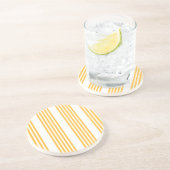 Zonnegeel en wit vijf strippen patroon zandsteen onderzetter (Zijkant)