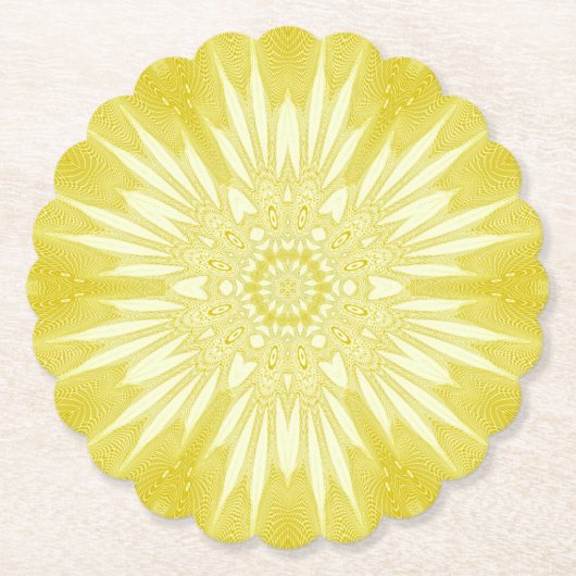 Zonnegeel Faux Tulle Design Kartonnen Onderzetters (Voorkant)