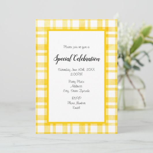 'Zonnegeel geel Waterverf geplakt' Elke gelegenhei Kaart (Staand voorkant)