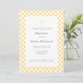 Zonnegeel Gingham Traditioneel Baby shower Kaart (Staand voorkant)