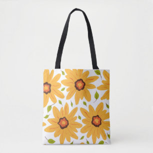 Zonnegeel handschilderde Daisy Flower on White Tote Bag