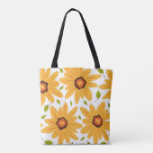 Zonnegeel handschilderde Daisy Flower on White Tote Bag (Achterkant)