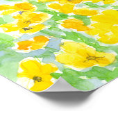 Zonnegeel Pansy Flowers Waterverf Schilderen Poster (Hoek)