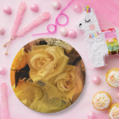 Zonnegeel rozenpapier Borden Papieren Bordje (Feest)