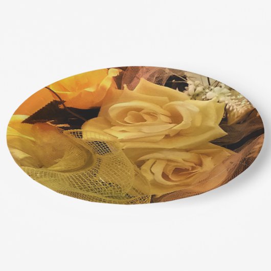 Zonnegeel rozenpapier Borden Papieren Bordje (Gekanteld)