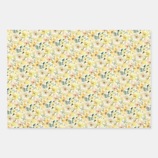 Zonnegeel Waterverf botanisch Inpakpapier Vel (Voorkant)