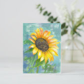 Zonnegeel Zonnebloem Waterverf Schilderen Briefkaart (Staand voorkant)
