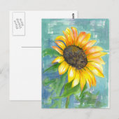 Zonnegeel Zonnebloem Waterverf Schilderen Briefkaart (Voorkant / Achterkant)