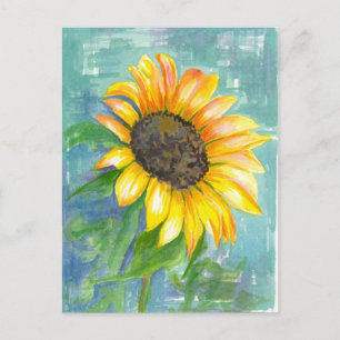Zonnegeel Zonnebloem Waterverf Schilderen Briefkaart