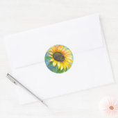 Zonnegeel Zonnebloem Waterverf Schilderen Ronde Sticker (Envelop)