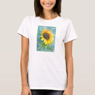 Zonnegeel Zonnebloem Waterverf Schilderen T-shirt